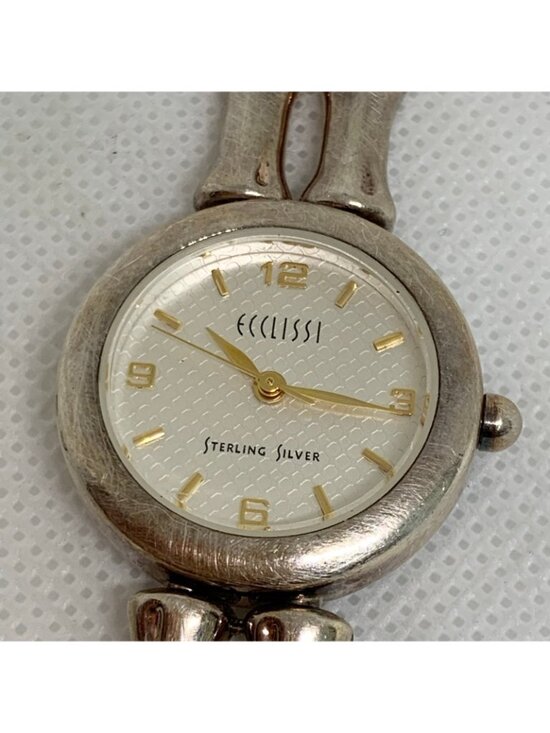Ecclissi 925 Sterling Silver Bamboo Link women Watch quartz 25mm 7.5” running main image 7